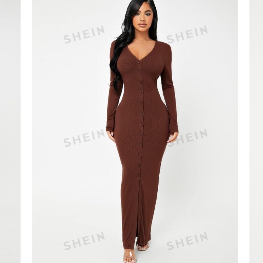 Shein SXY Knit Bodycon Dress, Long dress, Long sleeve